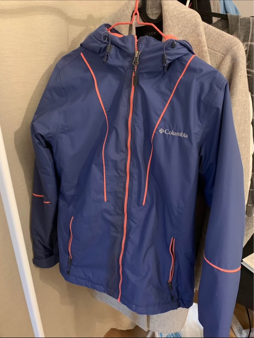 Columbia Kids Navy Jacket with Pink Trim
